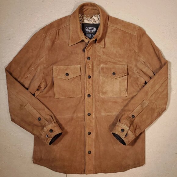 Cockpit USA Brown Suede Leather Shirt Jacket | Made in USA | M - Picture 1 of 16